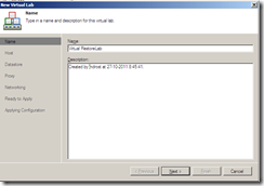 Veeam Virtual Lab name section