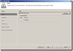 Veeam Virtual Lab Host section