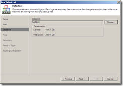 Veeam Virtual Lab datastore section