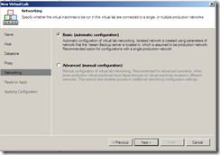 Veeam Virtual Lab enviroment section