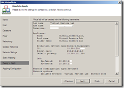 Veeam Virtual Lab overview section