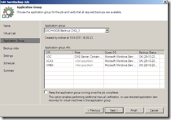 Veeam SureBackup Job settings application group