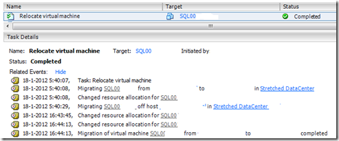 SQL live storage vmotion 